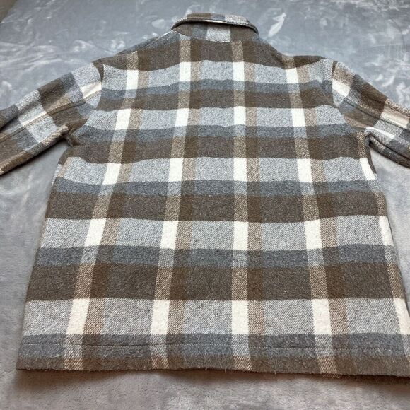 Zara Heavy Twill Overshirt Shacket Mens M Tan Gray Plaid Relaxed Fit Shirt - Picture 2 of 10